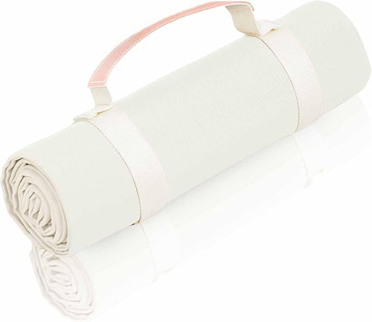 4’9” x 6’3” White Lightweight Water-Resistant Canvas Mat – Picnic, Outdoor, Beach, Park, Camping, Toy Mat