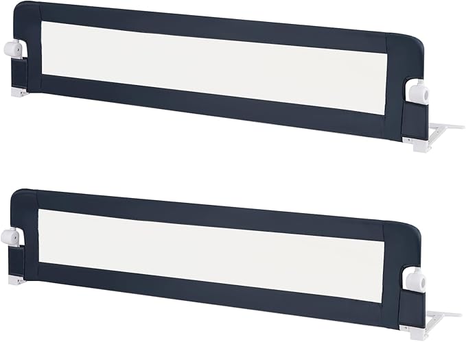 HONEY JOY Bed Rail for Toddlers, Extra Long, Foldable Portable Swing Down Safety Bed Guard Rail, Toddler Bed Rails for Crib, King Queen Full Twin Size Bed Mattress (Gray, 2 Pack, 71 Inch)