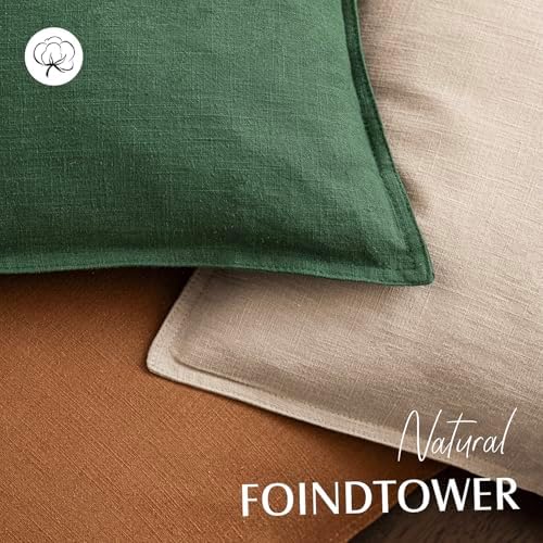 Foindtower Linen Solid Decorative Throw Pillow Covers 20x20 Inch Pine Green - Image 4