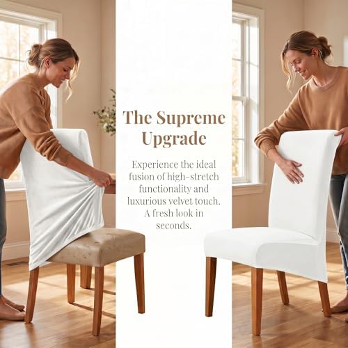 Deisy Dee Velvet Dining Chair Covers, Removable Washable Chair Protectors - Image 3