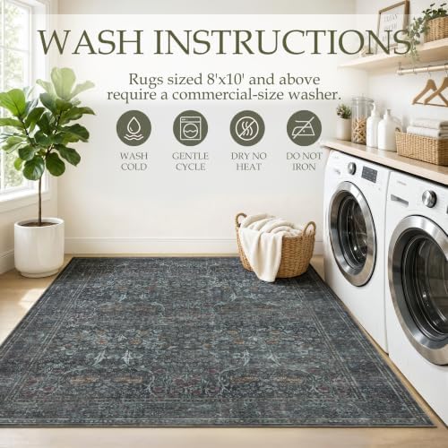JOLLYVOGUE 9x12 Area Rugs for Living Room, Washable Rug, Forest Green - Image 7