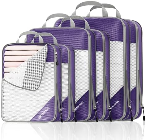NICOSHOW Compression Packing Cubes 6 Set, Compressible Space-Saving Packing by NICOSHOW