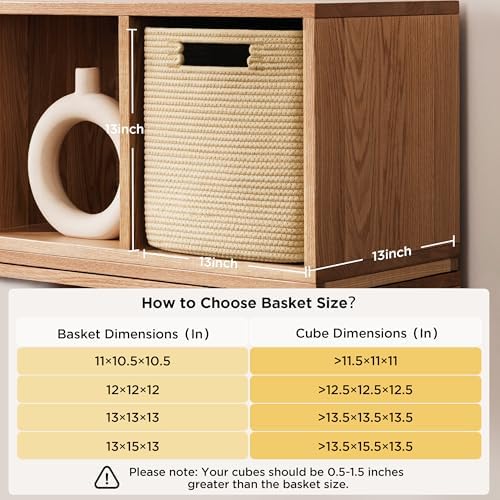 UBBCARE Set of 4 Storage Basket-13 X 13 X 13 In, Cotton Rope Basket - Image 2