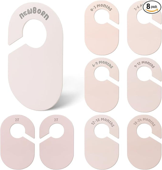 Baby Closet Dividers, Double Sided Nursery Clothes Size Separators for Newborn to 2T, Round, Neutral, 8 Pcs