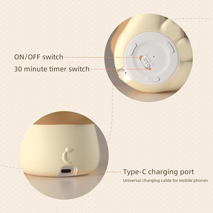 Cute Lion Night Light for Kids, Rechargeable Nursery Lamp with Timer, 3 Brightness Levels & Warm Light, Soft Silicone Baby Night Light, Tap Control, Gift for Toddlers