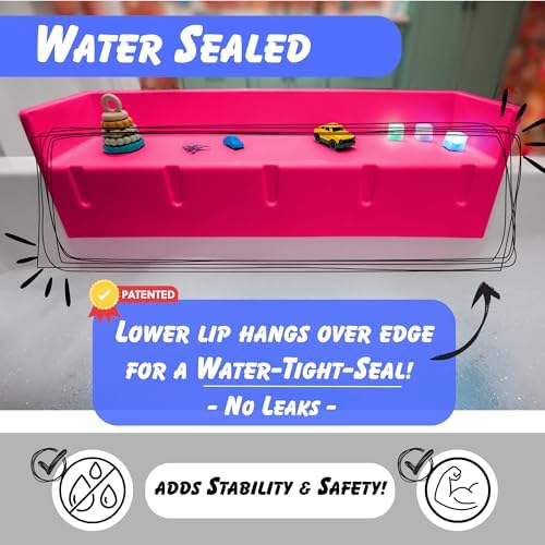 Tub Topper Kids Bathtub Splash Guard, Shelf & Toddler Bath Toy Tray - Image 4