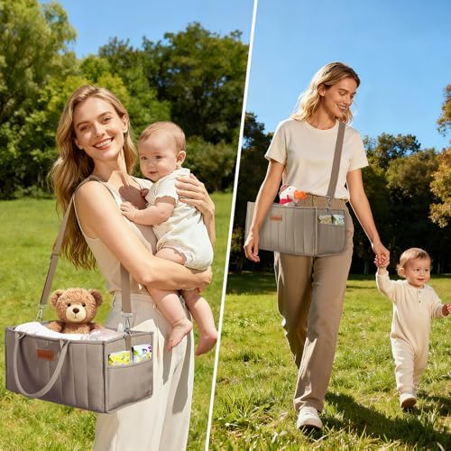 Baby Diaper Caddy Organizer, Portable Nursery Storage Basket - Image 2