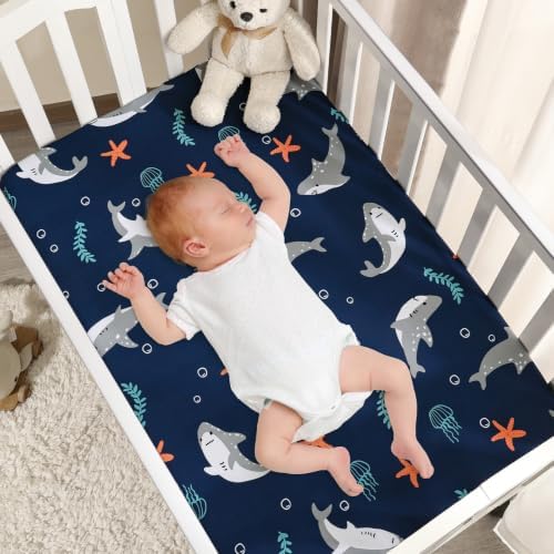 PHF 3 Pack Soft Mini Crib Sheets, Shark Pack N Play Sheets - Image 2