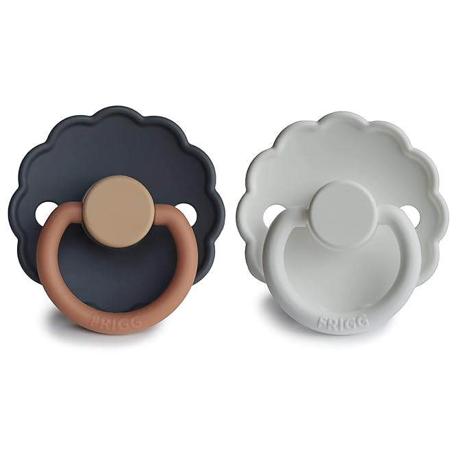 FRIGG Daisy SilkySoft Silicone Baby Pacifier | Made in Denmark | BPA-Free (Aurora/Bright White, 6-18 Months)