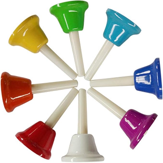 Handbells Set Metal Hand Bells Set Coloful Toddler Handbell Musical Toy 8 Note Diatonic For Kids Bells Instrument,Festival,Musical Teaching,Church Chorus,Wedding,Family Party