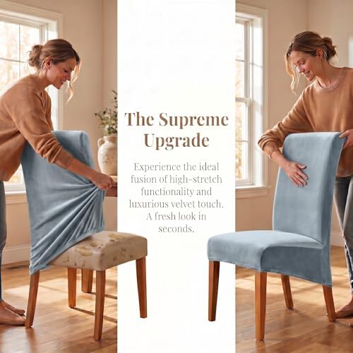 Deisy Dee Stretch XL/Oversized Extra Large Velvet Dining Room Chair Covers - Image 4