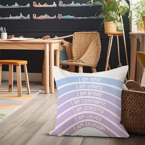 QIYUHOY Royal Purple Rainbow Classroom Throw Pillow Covers, 18x18 Inch - Image 3
