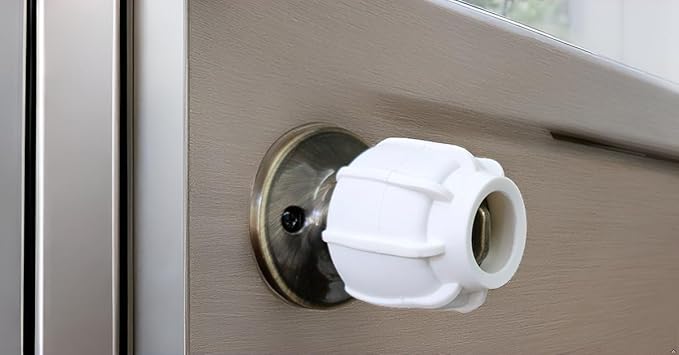 Enjoy Cover |Door Handle Grip Doorstop Knob Stopper Cover, Set of 2 Door Knob Grips for Arthritis & Seniors,Universal Size Wall Protector (White)