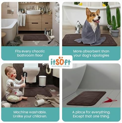 ITSOFT Memory Foam Bath Mat 59x23, Non Slip, Machine Washable, Quick Dry & - Image 6