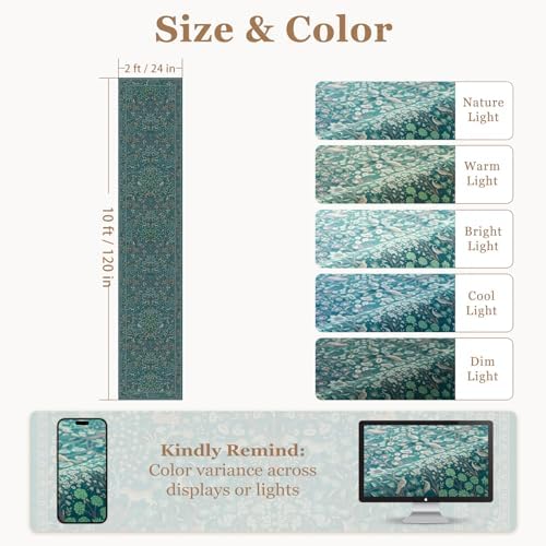 Woodland Teal 2x10 Long Hallway Runner Rug, Washable Non Slip Ultra Thin - Image 2