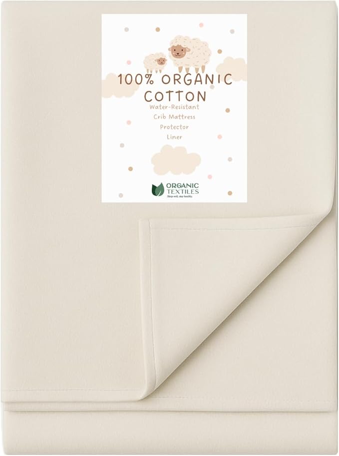 Organic Cotton Crib Mattress Protector - Water Resistant Flat Sheet Liner Pad, Skin Friendly, Chemical-Free Pure Cotton [GOTS-Certified] for Mini Sleeper (31"x18") - Made in USA