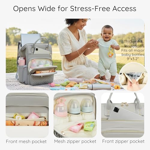 AIJIEKE Large Diaper Bag Backpack, Extra Wide Travel Diaper Bag - Image 5