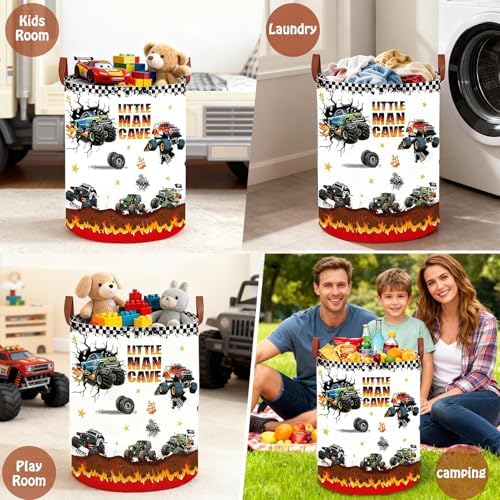 Monster Trucks Laundry Hamper, Car Room Decor Storage Basket, Kid Valentine's - Image 4