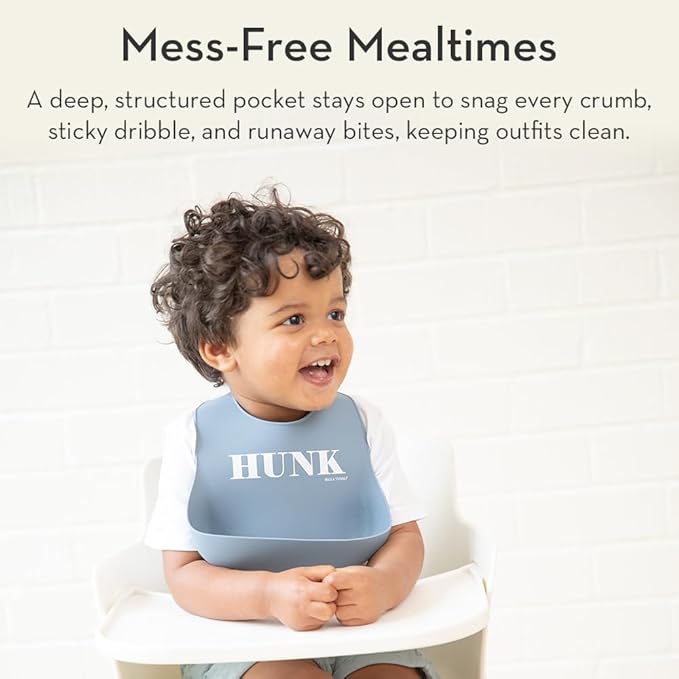 Bella Tunno Baby Bib for Eating, Waterproof Silicone Bib with Large Food Catcher, Adjustable Fit for Babies 4-12 months & Toddlers 1-3 Years, Boys & Girls