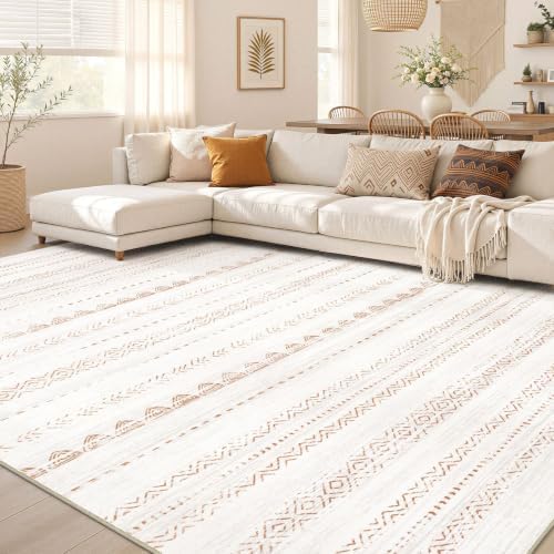 Nakagishi 10x13 Area Rugs Living Room: Washable Boho Large Neutral Soft by NakagishiAreaRug