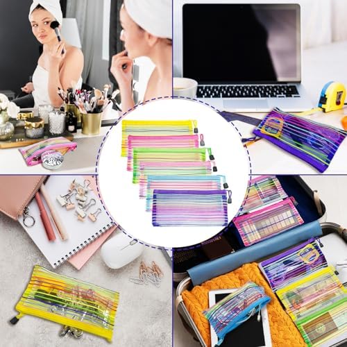 Mesh Bags with Zipper, Small Nylon Makeup Bag Cosmetic Pouches Travel Organizer - Image 6