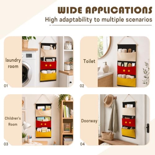 3-Pocket Hanging Wall Organizer, Cute Button Storage - Image 4