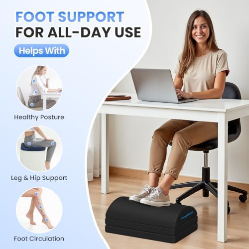 TranquilRelax Foot Rest Under Desk, 3-Height Adjustable Foot Stool - Image 4