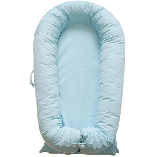 Deluxe Infant Lounger, Baby Nest Cover for Baby Girls & Boys, Newborn Essentials for Baby 0-12 Months, 100% Cotton (SummerSky)