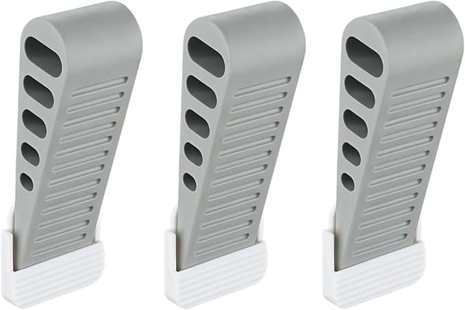 JQK Rubber Door Stopper Wedge, Grey 3 Pack Soft TPR Premium Door Stops for Bottom of Heavy Duty Door on Tile, Concrete, Carpet, Wooden Floor, DSB61-GY-P3