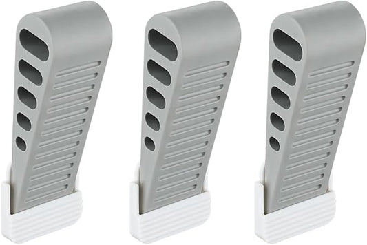JQK Rubber Door Stopper Wedge, Grey 3 Pack Soft TPR Premium Door Stops for Bottom of Heavy Duty Door on Tile, Concrete, Carpet, Wooden Floor, DSB61-GY-P3