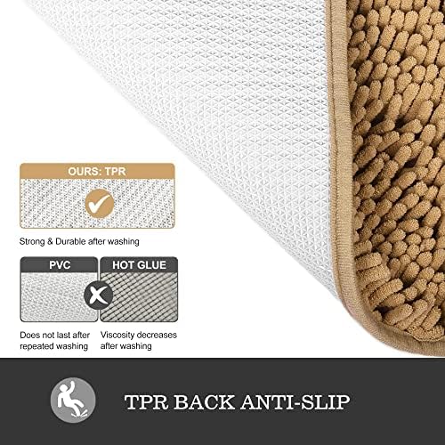 Yeaban Chenille Tan Bathroom Rug 24"x36", Non-Slip Rubber Backing - Image 3