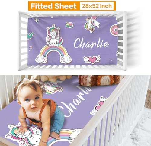 Custom Crib Bedding Set for Girls Gift Rainbow Magical Horse Color17 - Image 3