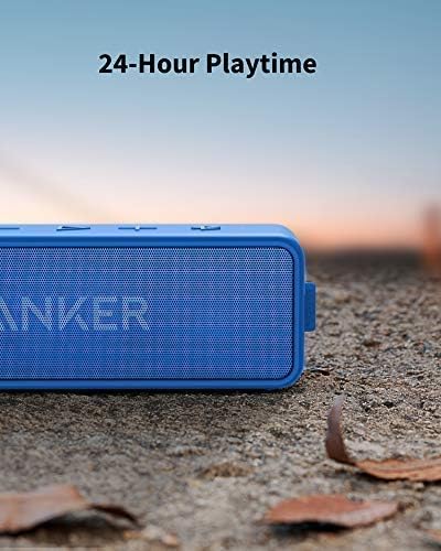 Anker Soundcore 2 12W Portable, Wireless Bluetooth Speaker with Better Bass, 24-Hour Playtime, 66ft Bluetooth Range, IPX7 Water Resistance, Built-in Mic, Ideal for Shower, Travel, Party, Beach - Blue