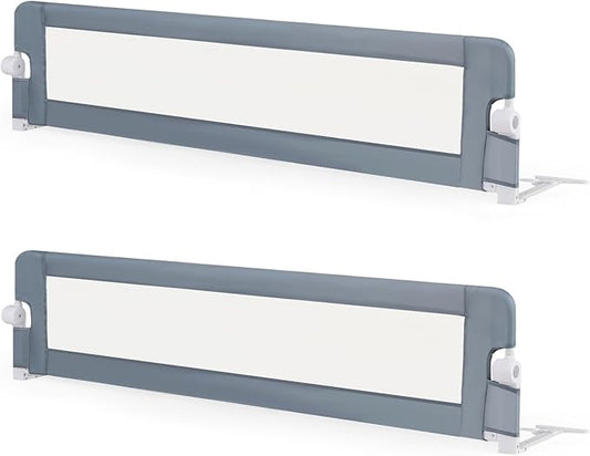 HONEY JOY Bed Rail for Toddlers, Extra Long, Foldable Portable Swing Down Safety Bed Guard Rail, Toddler Bed Rails for Crib, King Queen Full Twin Size Bed Mattress (Light Gray, 2 Pack, 71 Inch)