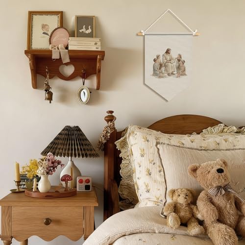 Kids Room Decor, Jesus with Children Religious Wall Banners - Image 2