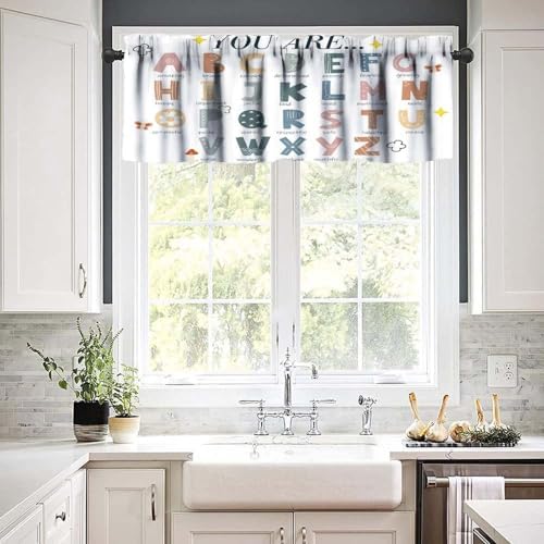 Alphabet Valances Curtain Education Inspirational Quotes Pattern Window - Image 6