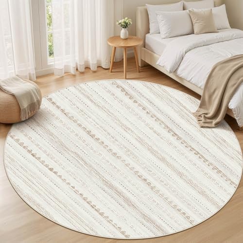 Nakagishi Round Rug Boho Area Rugs: 5x5 Washable Large Circle Neutral Soft - Image 5
