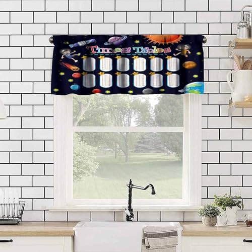 Multiplication Table Valances Curtains Cartoon Space Pattern Window Treatment - Image 4