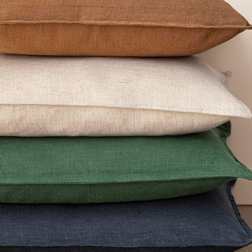 Foindtower Linen Solid Decorative Throw Pillow Covers 20x20 Inch Pine Green - Image 5