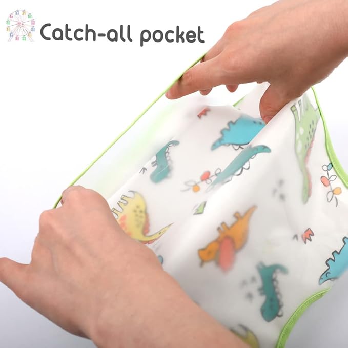 Baby bibs Waterproof Toddler bib - Feeding bib with Pocket for Infant Boy Girl Washable 6-36M