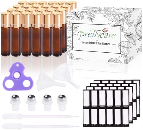 PrettyCare 24 Pack, 10 ml Essential Oil Roller Bottles - Image 2