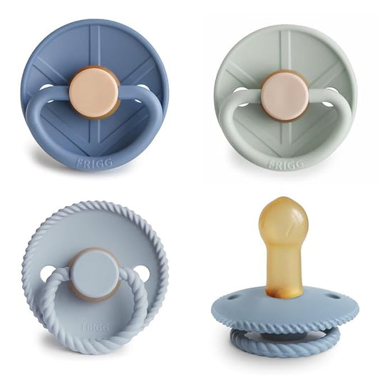 FRIGG Natural Rubber Baby Pacifier 4-Pack Skyline Serenity | Made in Denmark | BPA-Free (6-18 Months)