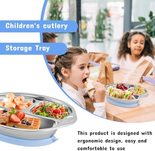 Stainless Steel Baby Suction Plate, Divided Toddler Plate - Image 5