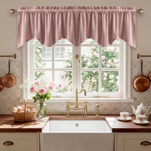 StangH Dusty Rose Valance for Windows 52x18 Inch, 1 Panel by StangH