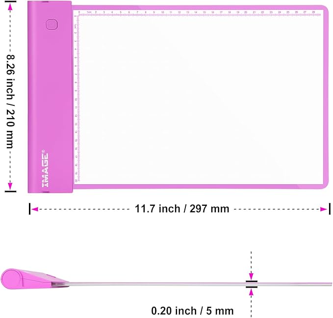 IMAGE Light Up Tracing Pad Pink Drawing Tablet Coloring Board for Kids Children to for Girls Boy (Includes 10 Traceable Sheets and Two Clips)