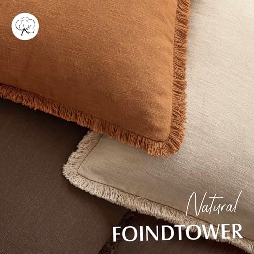 Foindtower Decorative Linen Fringe Throw Pillow Covers 18×18 Inch - Image 4