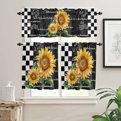Kitchen Curtains and Valances Set, Farmhouse Sunflower Window Treatments Tiers - Image 3
