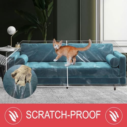 LAMINET Thick Crystal Clear Heavy-Duty Water Resistant Sofa/Couch Cover - Image 5