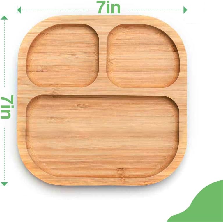 Baby Toddler Stay Put Dish, Kids Suction Plate, Bamboo Cute Tableware - Image 2