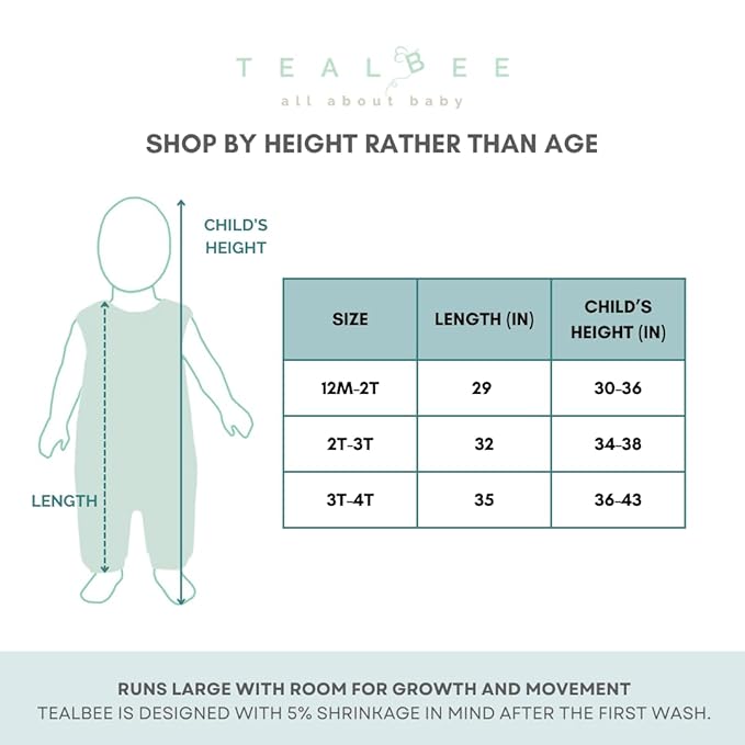 Tealbee Dreamsuit: Toddler Sleep Sack with Feet 12-18 months, 18-24 months - 1.2 TOG All Season Baby Wearable Blanket for Walkers - Rayon made from Bamboo, Organic Cotton Sleep Bag (12m-2T) - Sunshine